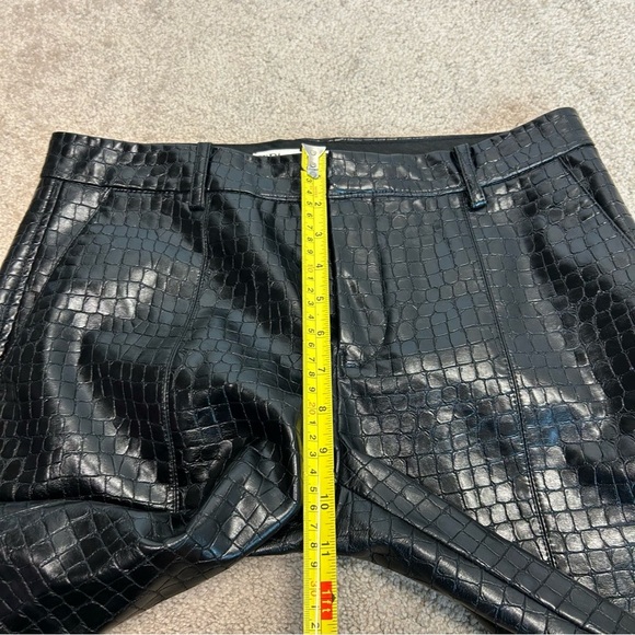 Zara Women Black Croc embossed Animal Faux Leather Pleather Vegan Pants M NWOT - Picture 14 of 17